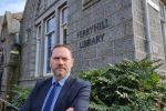 Douglas Lumsden MSP outside Ferryhill Library